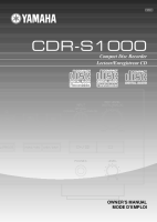 Yamaha CDRS-1000 - Owners Manual 